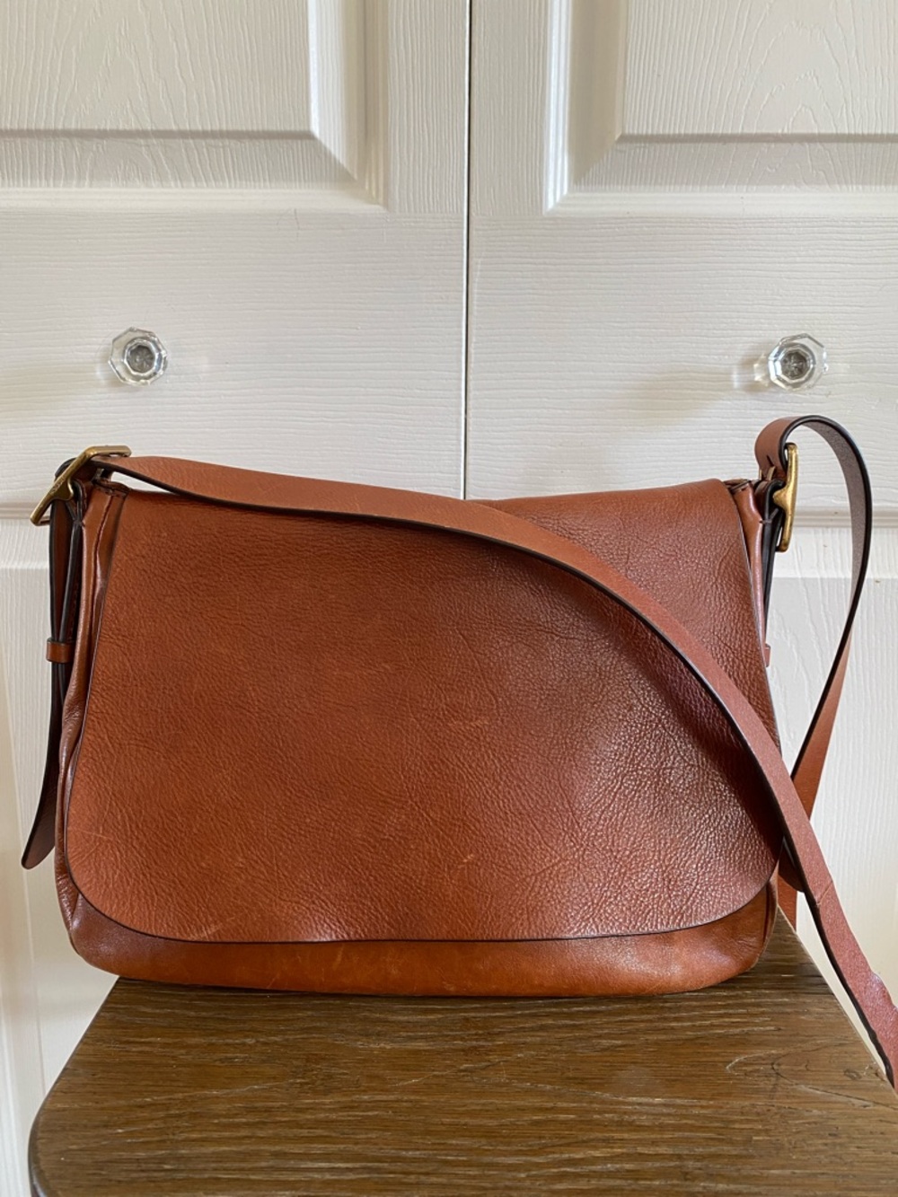 Fossil Brown Leather Harper Large Crossbody Bag